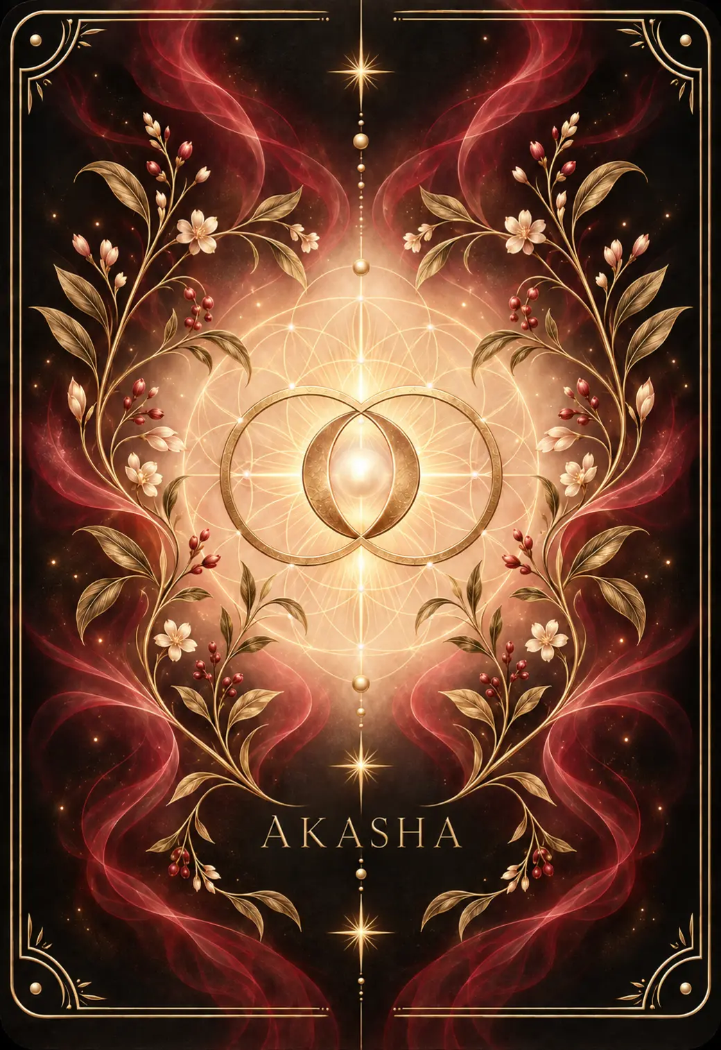 Akasha Connection Oracle card back with sacred geometry